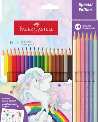 Kredki Sześciokątne Unicorn 18+6 Kolorów Faber-Castell